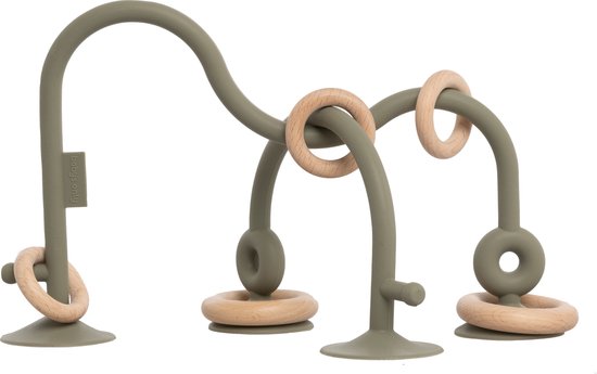 Baby's Only Kralenspiraal - Baby spiraal voor onderweg - Monteerbaar op elk glad oppervlak - Motorisch Babyspeelgoed - 100% BPA-vrije siliconen - Urban Green van Baby's Only