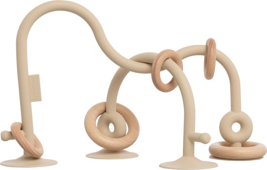 Baby's Only Kralenspiraal - Baby spiraal voor onderweg - Monteerbaar op elk glad oppervlak - Motorisch Babyspeelgoed - 100% BPA-vrije siliconen - Warm Linen van Baby's Only