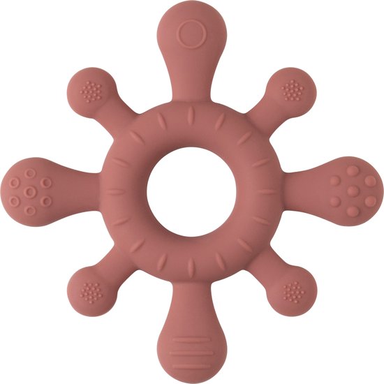 Baby's Only Siliconen baby bijtring - Bijtspeeltje blossom - Stone Red - Baby cadeau van Baby's Only