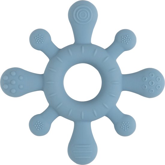 Baby's Only Siliconen baby bijtring - Bijtspeeltje blossom - Vintage Blue - Baby cadeau van Baby's Only