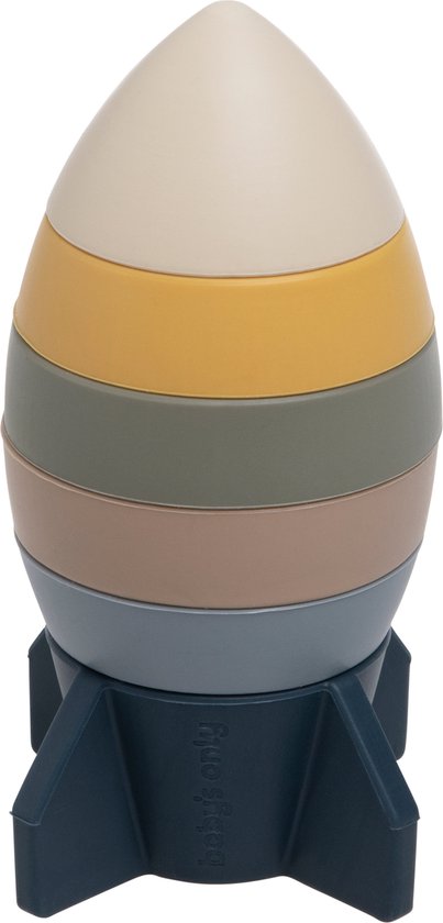 Baby's Only Siliconen stapelraket - Stapeltoren - Stapelbekers - Baby speelgoed - Earth - Baby cadeau van Baby's Only