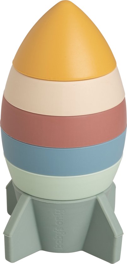 Baby's Only Siliconen stapelraket - Stapeltoren - Stapelbekers - Baby speelgoed - Opal - Baby cadeau van Baby's Only
