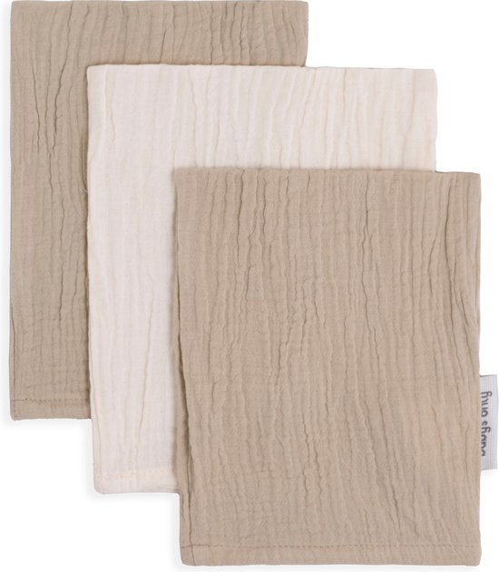 Baby's Only Washandje Tender - Babywashandjes - Hydrofiele washandjes - Baby washandje - 3-pack - Beige/Linen - 100% prewashed katoen van Merkloos