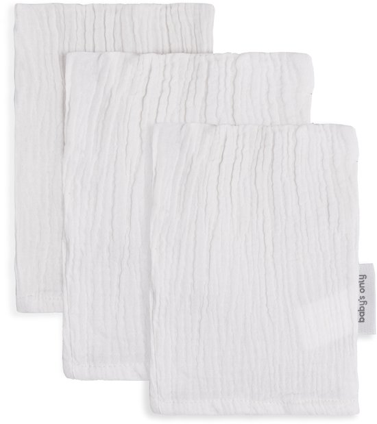Baby's Only Washandje Tender - Babywashandjes - Hydrofiele washandjes - Baby washandje - 3-pack - Wit - 18x14 cm - 100% prewashed katoen van Merkloos