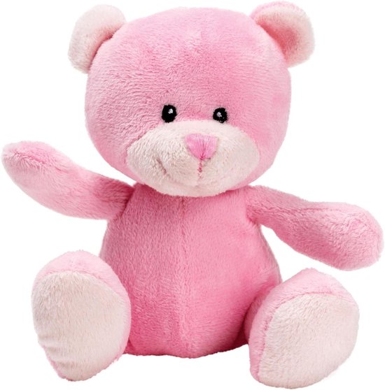 Babys Teddybeer - Knuffelbeer Roze - Babyspeelgoed - Geborduurde Details - 15 cm - Roze van Merkloos