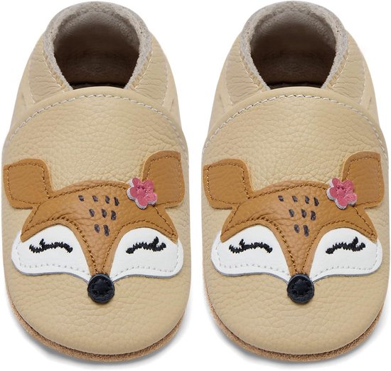 Babyschoentjes Kruipschoenen Zacht Leer Beige Vos 6-12 Maanden van Merkloos