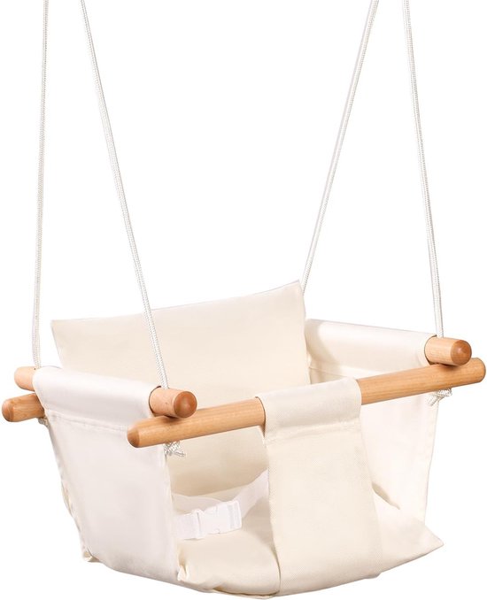 Babyschommel, babyschommel voor binnen, kinderschommel van hout, houten schommel voor kinderen, schommels voor deurkozijnen, swing, peuterschommel vanaf 1 jaar voor kinderkamer (beige) van Elephant Parade