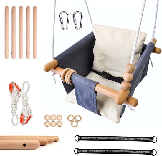 Babyschommel, hout, peuterschommel, houten schommel voor baby's, schommelzitje, kinderschommel, kinderschommel, hout, schommel voor kinderen, tuin, binnen en buiten van Merkloos