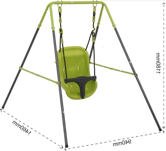 Babyschommel - Kinderschommel - Buiten Spelen - Ergonomische Zitting - Tot 25 kg - Groen
