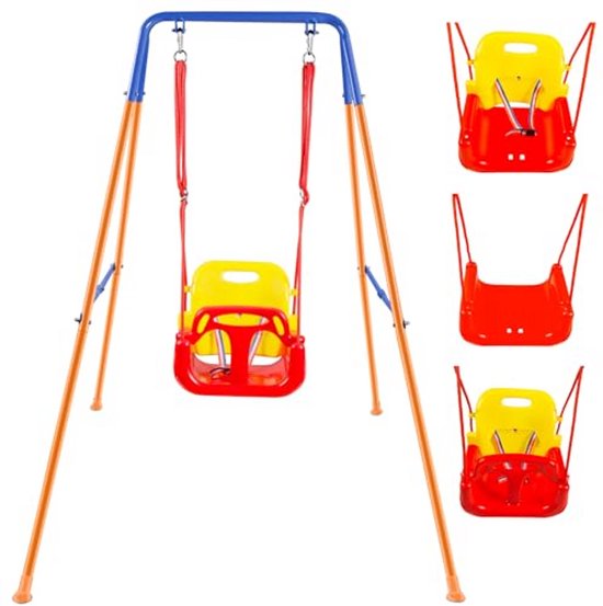 Babyschommel - Kinderschommel - Buiten spelen - Opvouwbaar metalen frame - 153 x 150 x 120 cm - Zwart