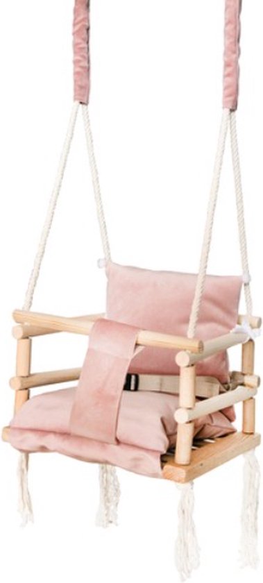 Babyschommel voor Binnen - 3-in-1 Roze Plafondhanger - Baby swing seat - Gemaakt van hout van Awroutdoor