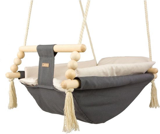 Babyschommel - voor binnen - antraciet beige - tot 20 kg van Hiboutik