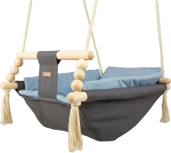 Babyschommel - voor binnen - antraciet blauw - tot 20 kg van Calmo by Mio Amore