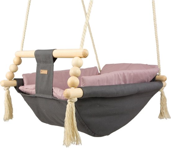 Babyschommel - voor binnen - grijs roze - tot 20 kg van Swingly.