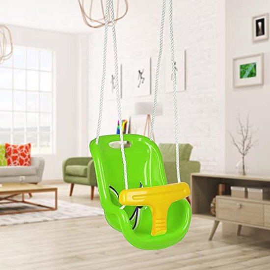 Babyschommel voor buiten, schommel met 40 cm hoge rugleuning en armleuning, verstelbaar touw, stabiele schommelstoel voor baby's, maximale belasting 50 kg (groen) van Merkloos