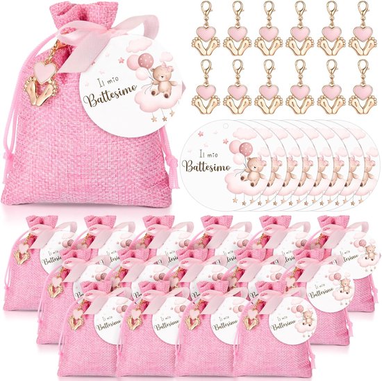 Babyshower Bedankjes - Gasten Cadeaus - Feestelijke Dank - Compleet Inclusief Lint - 50 Sets - Roos