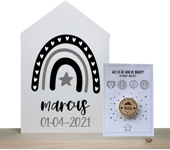 Babyshower cadeau idee - originele baby cadeau - persoonlijk kraamcadeau - Kraamcadeau Mama of Papa munt