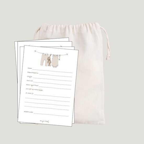 Babyshower Invulkaarten 15 stuks A6 | Baby Shower Voorspellingskaart Set | Ivy and Soof