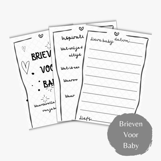 Babyshower invulkaarten - Set van 15 Brieven voor de Baby – A5 Formaat – Dubbelzijdig – Baby Keepsake Kaarten met Inspiratie – Gastenboek Alternatief - Origineel kraamcadeau / zwangeschap cadeau