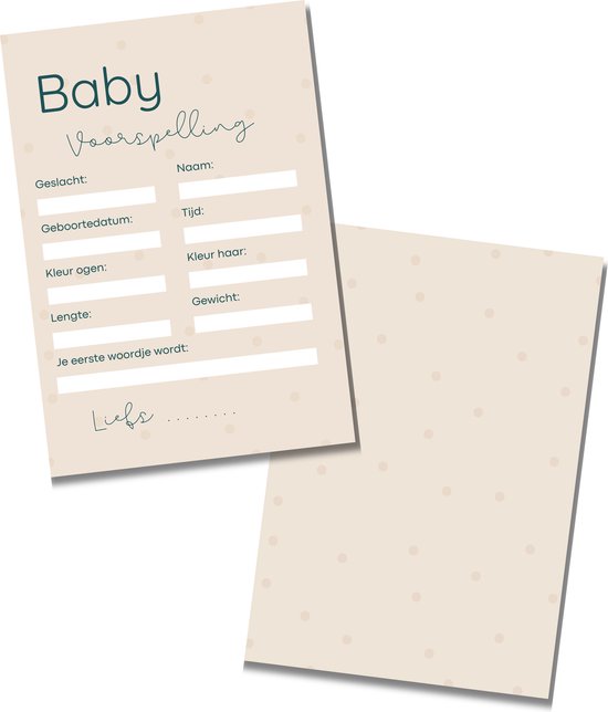 Babyshower Invulkaarten Stippen - 20 stuks - A6 Formaat - Stevig Karton van Babyshower