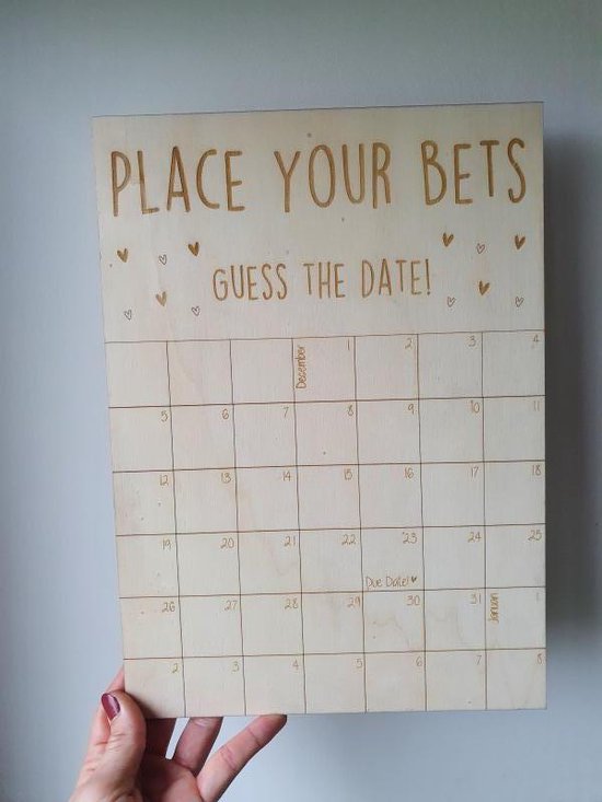 Babyshower - Place your bets - Uitgerekende datum - Geboortedatum - Spel Baby shower - zwangerschap