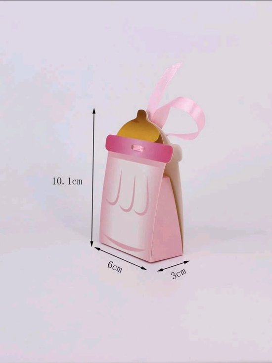 Babyshower roze flesjes presentje - 2delig - 10 stuks - babyshower - verpakking van Merkloos