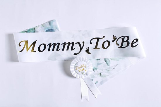 Babyshower Set Mama en Papa To Be Met Sjerp en Badge - Neutraal Groen Thema Cadeau