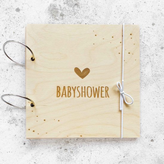 Babyshowerboek - hout - excl. inhoud - eigen babyshowerboek maken - gastenboek babyshower - spelletjesboek babyshower van MIKO producten