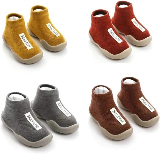 Babysokjes Schoentjes - Eerste Loopschoentjes - Baby Lopen - Anti-slip Zolen - 4 Paar - Multicolor