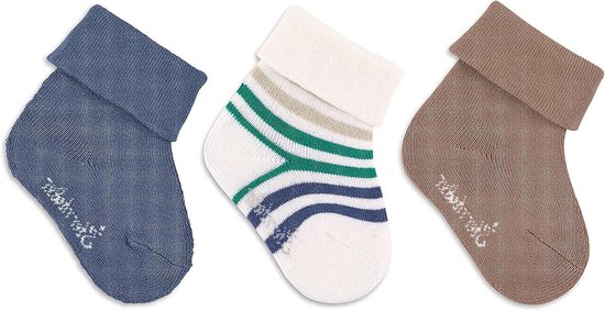 Babysokken 3-pack - Kindersokken baby - Comfortabel dragen - Volledig pluche - 3 stuks - Uni+ringel