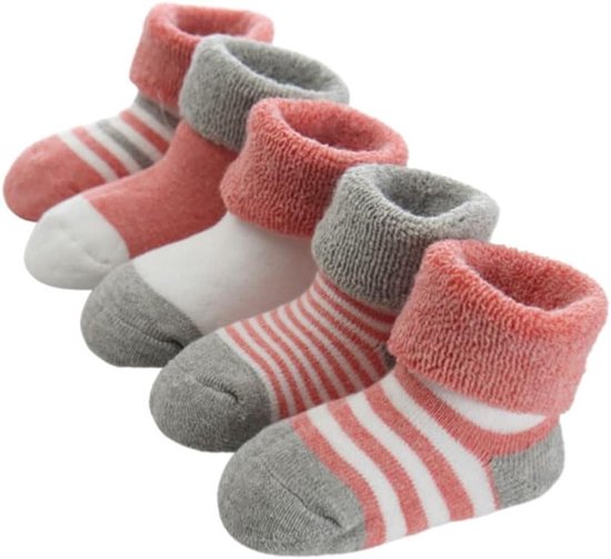 Babysokken 5 Paar - Warme Sokjes - Winterse Warmte - Extra Dik - 5 Stuks - Multicolor