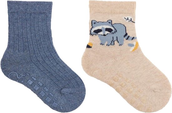 Babysokken - Antislip sokken - Veilig Lopen - Dubbel Pack - Niet gespecificeerd - Raccoon