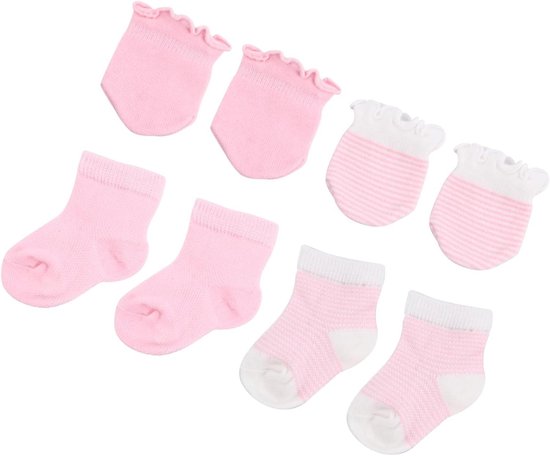 Babysokken en Wantenset - Babyhandschoenen Babyslofjes - Baby Warm Houden - Zacht Katoenmix - 12x6x0.3 cm - Multicolor