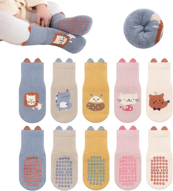 Babysokken - Kindersokken - Warmte en Comfort - Antislipzool - 5 Paar - Multicolor