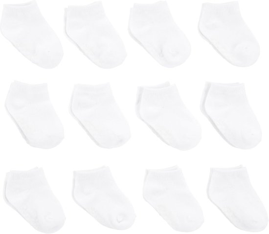 Babysokken Neutraal - Zachte Sokjes - Comfortabel Dragen - Antislip zooltjes - 12 Stuks - Wit