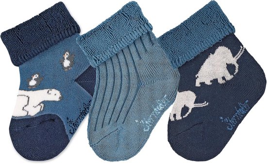 Babysokken - Sokjes voor jongens - Comfortabel dragen - Zachte pluche voering - 3-pack - Marineblauw