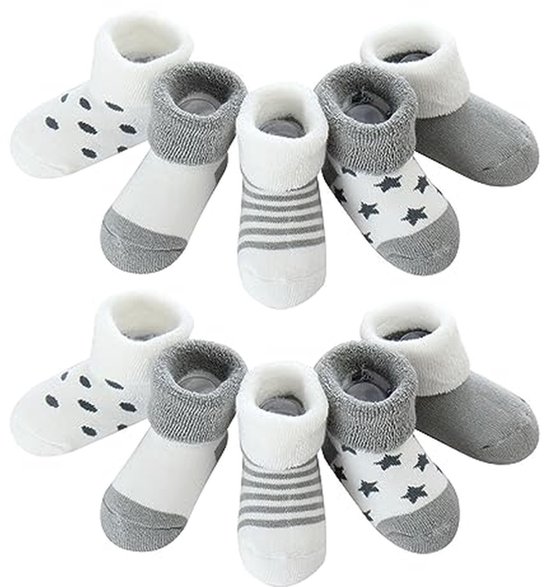 Babysokken - Warme Sokjes - Winterse Warmte - Ademend Katoen - 5 Paar - Multicolor