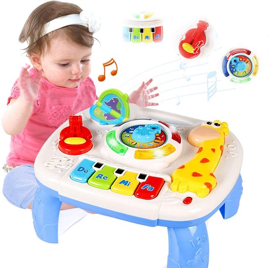 Babyspeelgoed 6-12 maanden - Muzikaal leertafel-speelgoed voor jongens en meisjes van 1, 2 en 3 jaar - Speelgoed voor vroege ontwikkeling - Verjaardagscadeaus voor peuters van Merkloos
