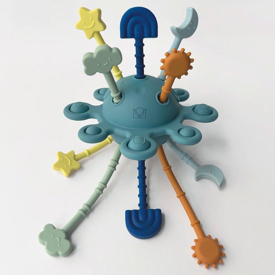 Babyspeelgoed 6-18 maanden – Montessori UFO Trekspeelgoed van Siliconen – Blauw – Sensorisch Bijtspeelgoed voor Baby’s & Peuters 1-3 Jaar – BPA-vrij Educatief Speelgoed voor Jongens en Meisjes