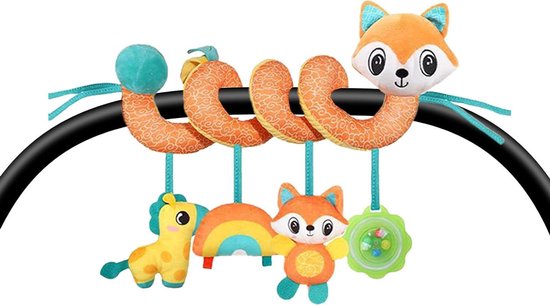 Babyspeelgoed Autostoel - Rammelaar Knuffel - Reis Comfort - Met Ingebouwde Bel - 25 x 20 cm - Vos