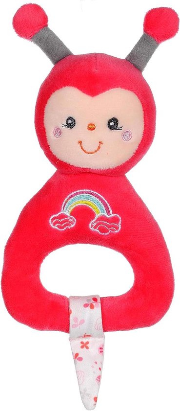 Babyspeelgoed lieveheersbeestje - Rammelaar Knuffel - Baby vermaken - Zacht pluche materiaal - 13 cm - Roze