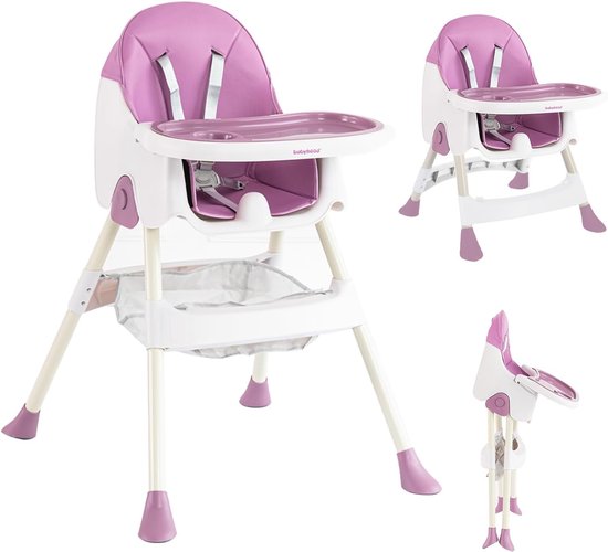 Babystoel Kinderstoel - Eetstoel Baby - Veilig Eten - Inklapbaar Verstelbaar - Tot 15 kg - Lila van Merkloos