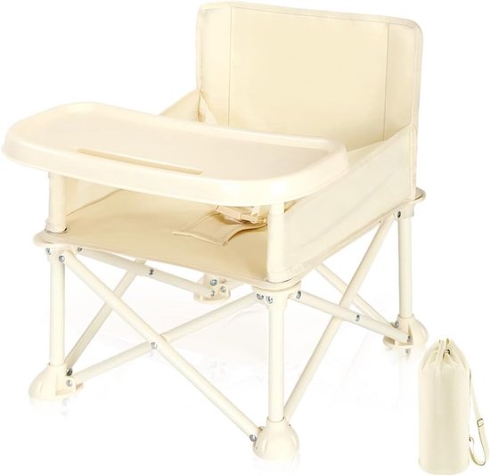 Babystoel - Opvouwbaar - Inclusief Veiligheidsgrodel - Zitverhoging - Kinderstoelen - Kinderstoel inklapbaar - Afwasbare stof - Kinderstoel verkleiner - Verstelbaar Geel - 34x34x43 van Merkloos