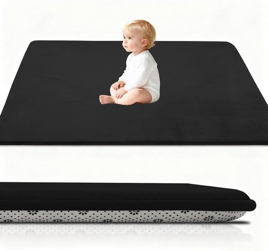 Babytapijt Dik - Speelmat Kruipmat - Veilig Spelen - Traagschuim Vulling - 100 x 100 cm - Zwart van Merkloos