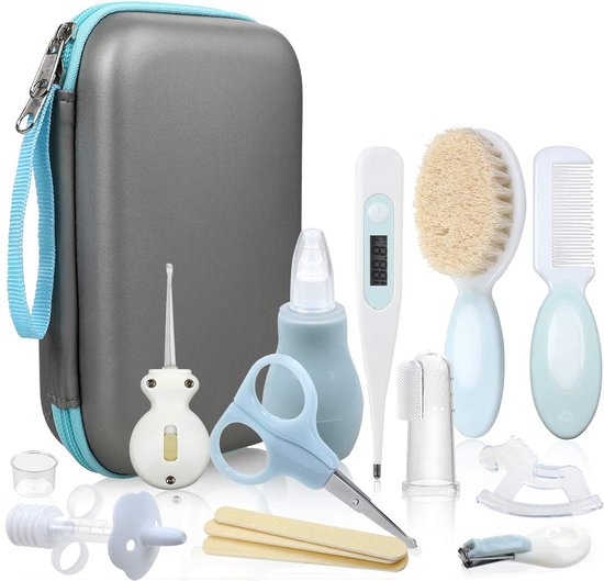 Babyverzorgingsset 15-delige babyverzorgingsset pasgeboren met koortsthermometer neuszuiger kam nagelschaar baby eerste uitrusting verzorgingsset voor pasgeborenen