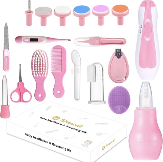 Babyverzorgingsset 20 delige set-Inclusief Baby Nagelvijl - Elektrische Nagelvijl care set - Baby Geschenkset -Newborn Care set-Kraamcadeau - Meisje - Baby - Roze van Merkloos