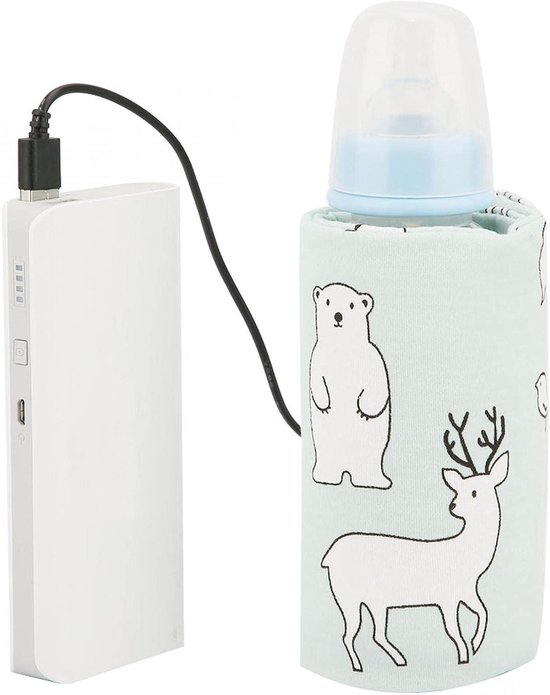 Babyvoeding Fles Warmer - Draagbare Reisverwarmer voor Melkfles - Isolatie Thermostaat - Thuis en Onderweg - Ijsbeer Patroon van Merkloos