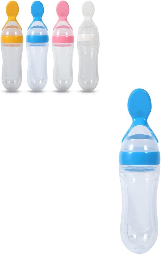 Babyvoedingfles 90 ml siliconen - BPA-vrij - zuigelingen peuter - knijp-stijl - granen rijst fruitvoederdispenser - lepel hygiënische hoes - kinderziektes .