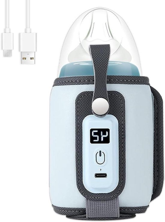 Babyvoedingwarmer - Draagbare USB-flessenwarmer - Nauwkeurig instelbare temperatuur - Blauw