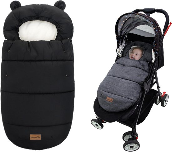 Babyvoetenzak - Kinderwagen zak - Warmte buiten - Waterdicht winddicht - 90 x 52 cm - Zwart